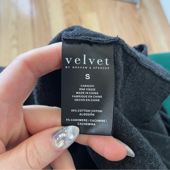 Velvet Graham & Spencer Mandie Lux Cotton Cashmere Gray Cardigan Sweater EUC S - Picture 11 of 12